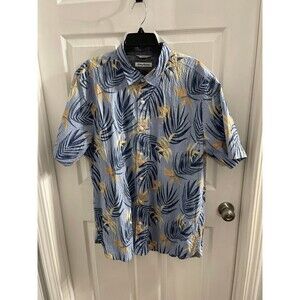 Tommy Bahama Fiesta Fronds Seersucker Camp Shirt Size XXLT Blue